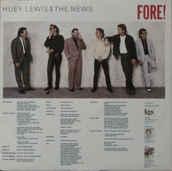 Huey Lewis & The News : Fore! (LP, Album, Bla)