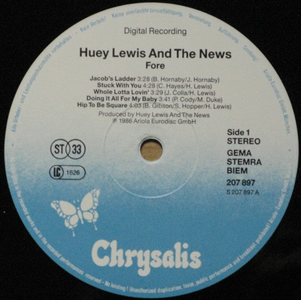 Huey Lewis & The News : Fore! (LP, Album, Bla)