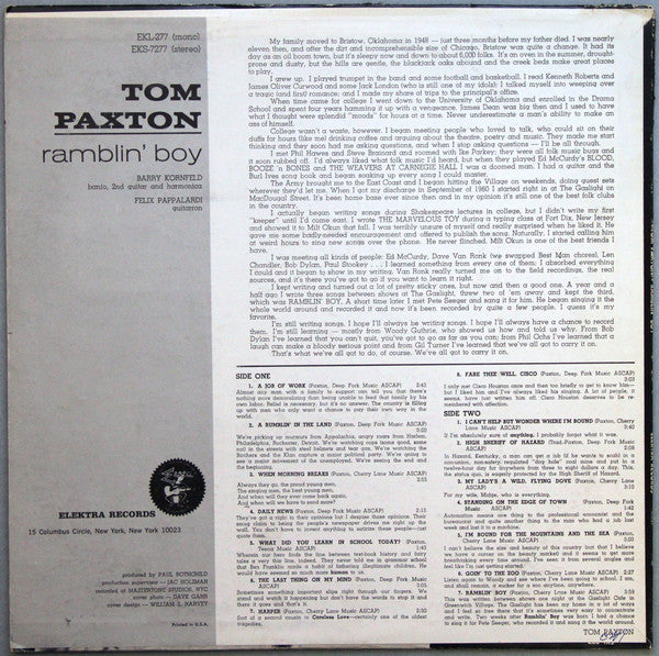 Tom Paxton : Ramblin' Boy (LP, Album, RE)