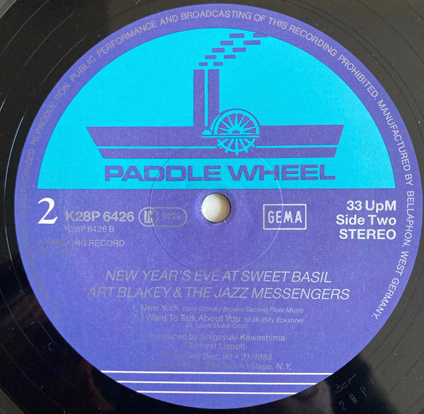 Art Blakey & The Jazz Messengers : New Year's Eve At Sweet Basil (LP, Album)