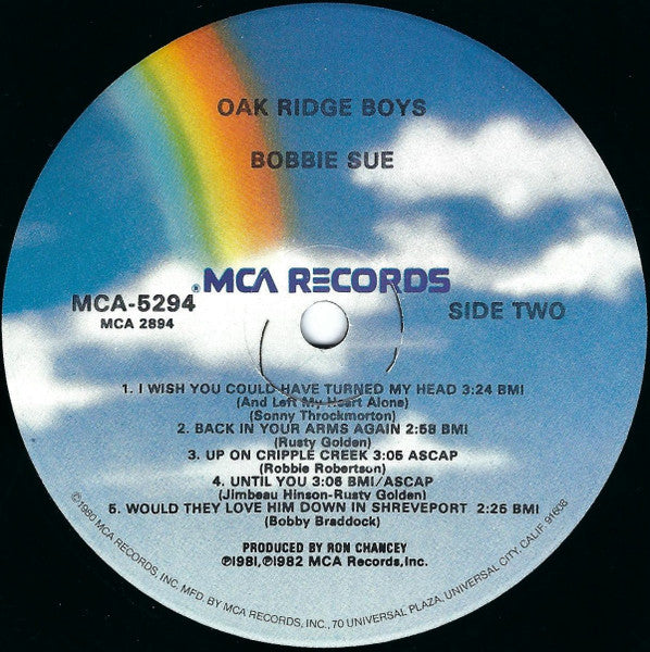 The Oak Ridge Boys : Bobbie Sue (LP, Album, Glo)