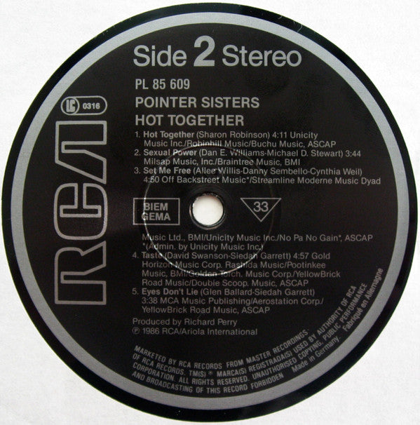 Pointer Sisters : Hot Together (LP, Album)