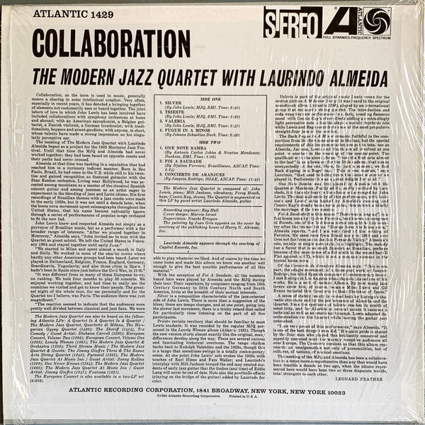 The Modern Jazz Quartet With Laurindo Almeida : Collaboration (LP, Album, RE)