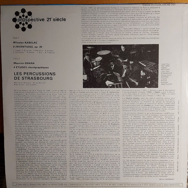 Maurice Ohana, Miloslav Kabeláč, Les Percussions De Strasbourg : 4 Études Chorégraphiques / 8 Inventions (LP, Album, RE)