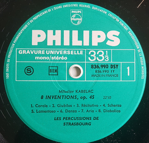 Maurice Ohana, Miloslav Kabeláč, Les Percussions De Strasbourg : 4 Études Chorégraphiques / 8 Inventions (LP, Album, RE)