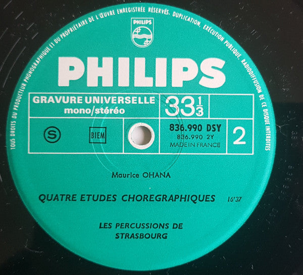 Maurice Ohana, Miloslav Kabeláč, Les Percussions De Strasbourg : 4 Études Chorégraphiques / 8 Inventions (LP, Album, RE)