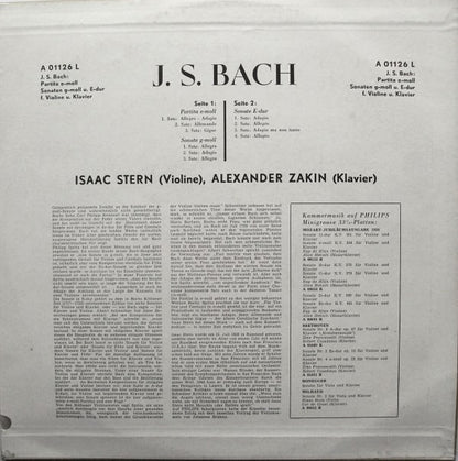 Johann Sebastian Bach, Isaac Stern, Alexander Zakin : Partita In E Minor For Violin And Piano / Sonata In G Minor For Violin And Piano / Sonata No. 3 In E Major For Violin And Piano (LP, Mono)