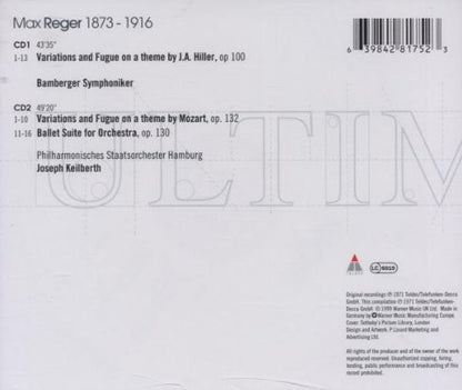Max Reger / Joseph Keilberth – Philharmonisches Staatsorchester Hamburg, Bamberger Symphoniker : Mozart-Variationen • Hiller-Variationen • Ballett-Suite (2xCD, Comp)