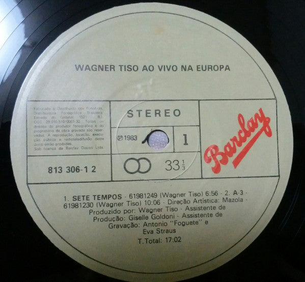 Wagner Tiso : Ao Vivo Na Europa (LP, Album, RE, RP)