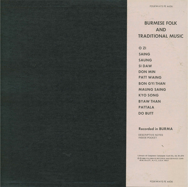 Various : Burmese Folk And Traditional Music (LP, Album)