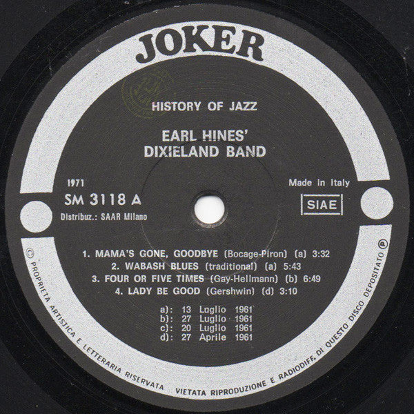 Earl Hines' Dixieland Band : Earl Hines Dixieland Band (LP, Album)