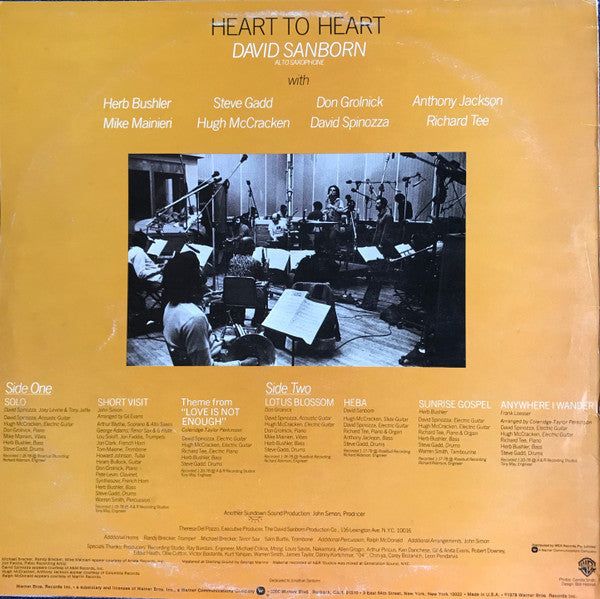 David Sanborn : Heart To Heart (LP, Album)