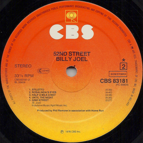 Billy Joel : 52nd Street (LP, Album)