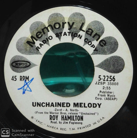 Roy Hamilton (5) : Unchained Melody / I'm Gonna Sit Right Down And Cry (Over You) (7", Single, Promo, RE, Styrene)