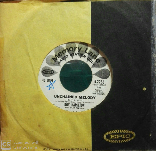 Roy Hamilton (5) : Unchained Melody / I'm Gonna Sit Right Down And Cry (Over You) (7", Single, Promo, RE, Styrene)