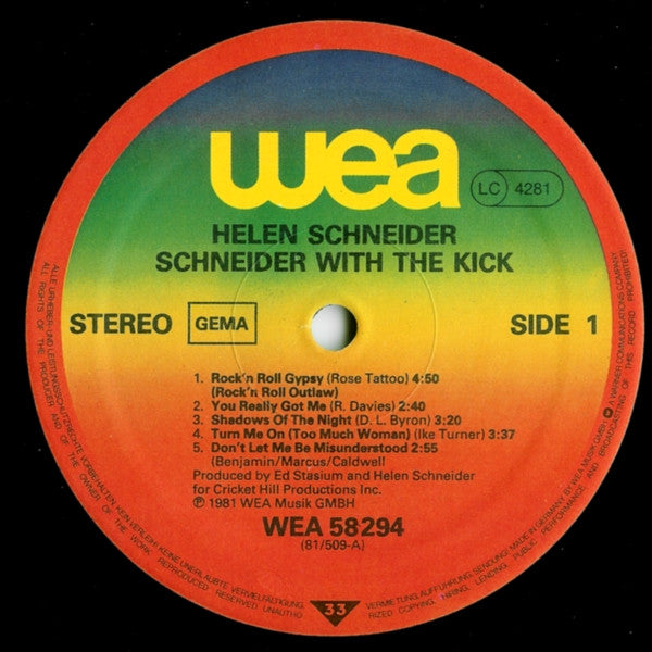 Helen Schneider With The Kick (2) : Schneider With The Kick (LP, Album)