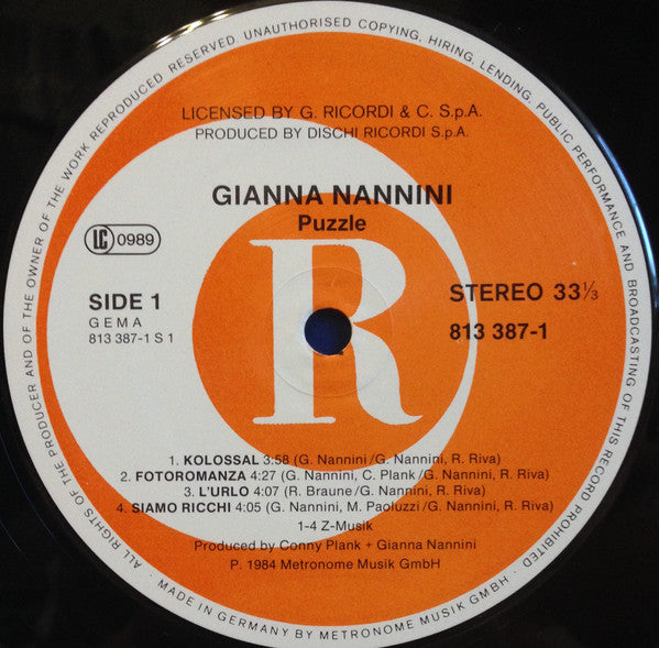 Gianna Nannini : Puzzle (LP, Album)