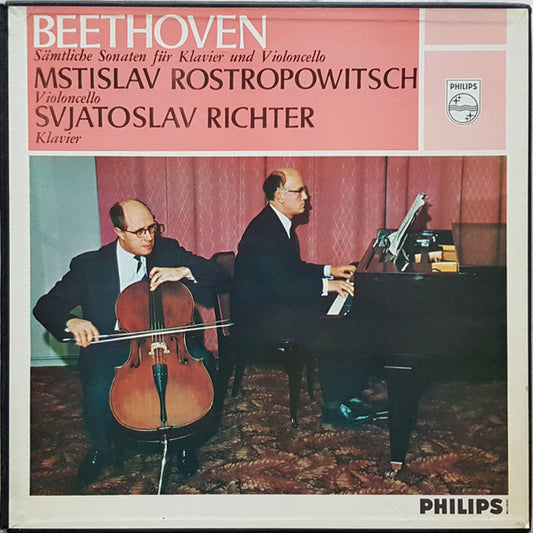 Ludwig van Beethoven - Mstislav Rostropovich, Sviatoslav Richter : Sämtliche Sonaten Für Klavier Und Violoncello (2xLP, Mono, RE + Box)