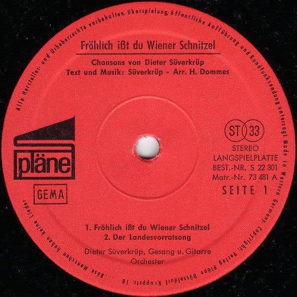Dieter Süverkrüp : Fröhlich Ißt Du Wiener Schnitzel (LP, Album, Gat)