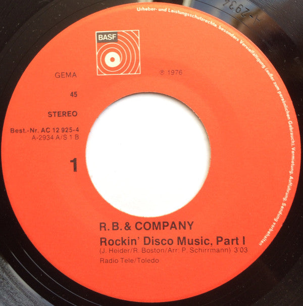 R. B. & Company : Rockin' Disco Music (7", Single)