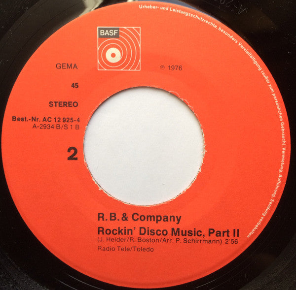 R. B. & Company : Rockin' Disco Music (7", Single)