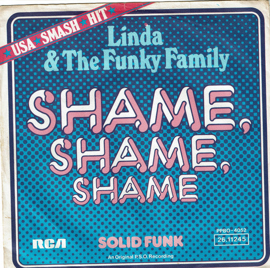 Linda Fields & The Funky Boys : Shame, Shame, Shame (7")