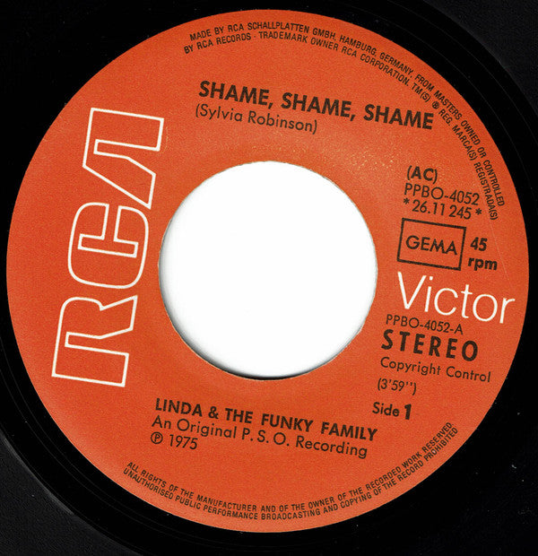 Linda Fields & The Funky Boys : Shame, Shame, Shame (7")