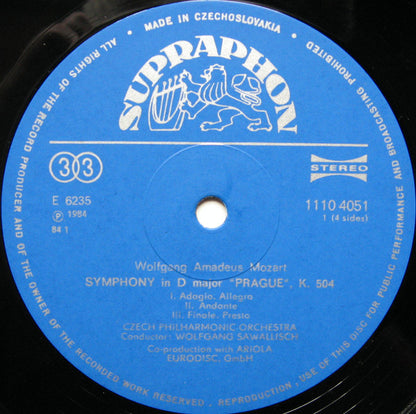Wolfgang Amadeus Mozart - The Czech Philharmonic Orchestra, Wolfgang Sawallisch : Symphonies Nos· 38··41 In D Major "Prague" In E Flat Major In G Minor In C Major "Jupiter"  (2xLP, Comp)