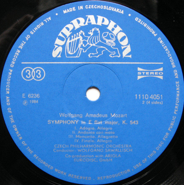 Wolfgang Amadeus Mozart - The Czech Philharmonic Orchestra, Wolfgang Sawallisch : Symphonies Nos· 38··41 In D Major "Prague" In E Flat Major In G Minor In C Major "Jupiter"  (2xLP, Comp)