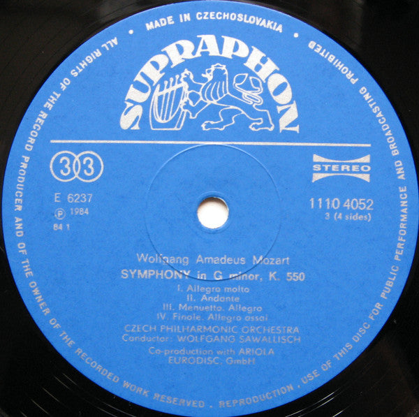 Wolfgang Amadeus Mozart - The Czech Philharmonic Orchestra, Wolfgang Sawallisch : Symphonies Nos· 38··41 In D Major "Prague" In E Flat Major In G Minor In C Major "Jupiter"  (2xLP, Comp)