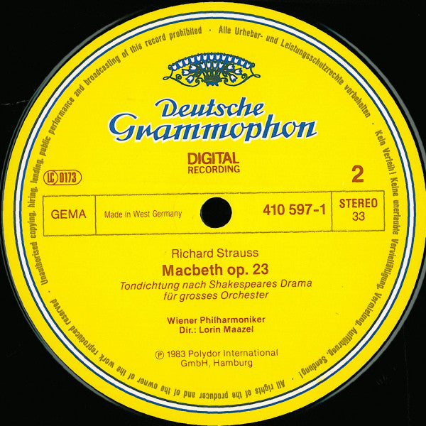 Richard Strauss — Wiener Philharmoniker · Lorin Maazel : Also Sprach Zarathustra · Macbeth (LP)