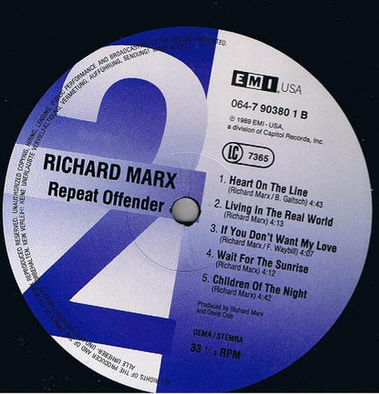 Richard Marx : Repeat Offender (LP, Album)