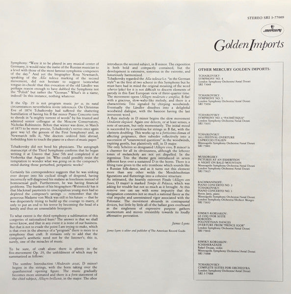 Antal Dorati, London Symphony Orchestra : Tchaikovsky Symphonies Nos. 1, 2, & 3 (3xLP, RE + 3xBox)