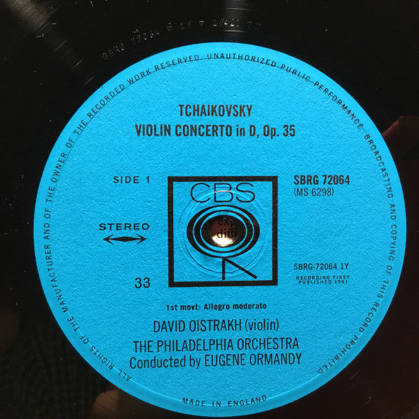 David Oistrach / Eugene Ormandy, The Philadelphia Orchestra, Pyotr Ilyich Tchaikovsky : Violin Concerto In D (LP)