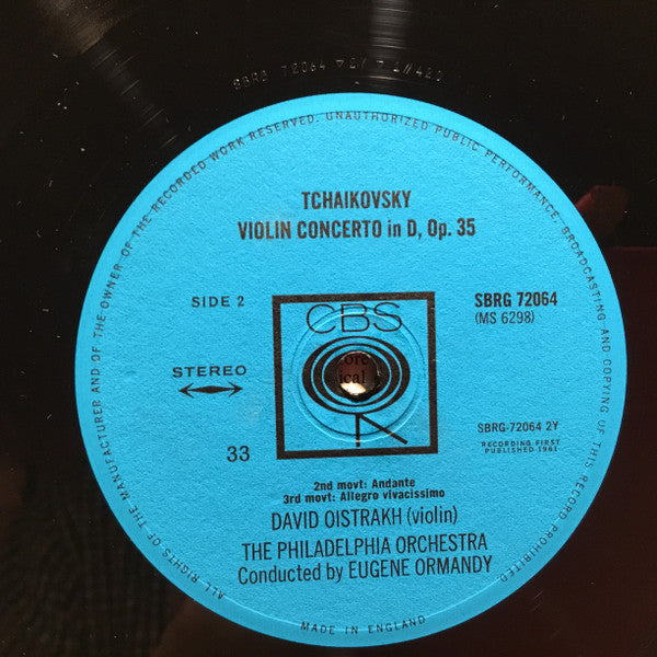 David Oistrach / Eugene Ormandy, The Philadelphia Orchestra, Pyotr Ilyich Tchaikovsky : Violin Concerto In D (LP)