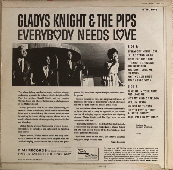 Gladys Knight And The Pips : Everybody Needs Love (LP, Album)