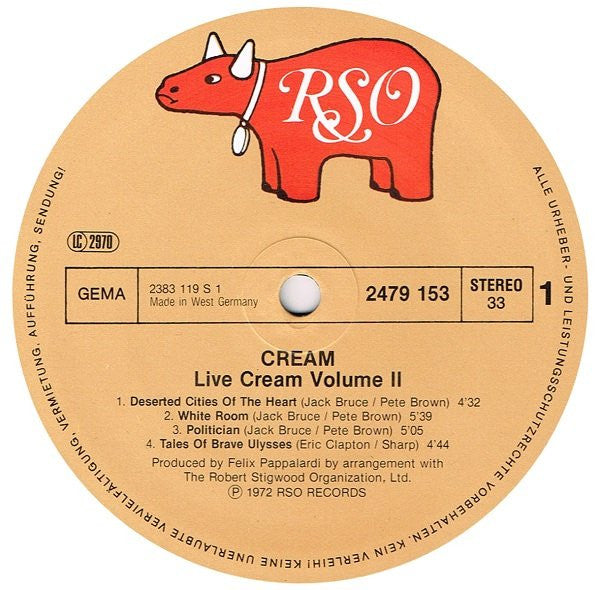 Cream (2) : Live Cream Volume II (LP, Album, RE)