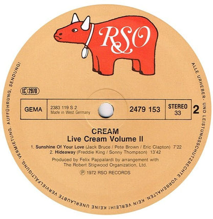 Cream (2) : Live Cream Volume II (LP, Album, RE)