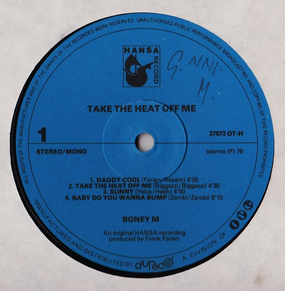 Boney M. : Take The Heat Off Me (LP, Album)