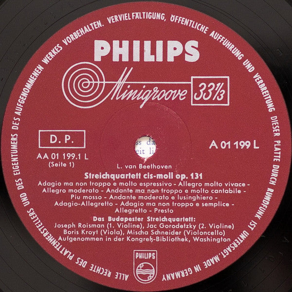 Ludwig van Beethoven, Budapest String Quartet : Gesamte Streichquartette (Streichquartett Cis-moll Op. 131 / Streichquartett F-dur Op. 135) (LP)