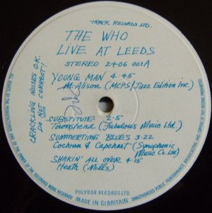 The Who : Live At Leeds (LP, Album, Blu)