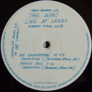 The Who : Live At Leeds (LP, Album, Blu)