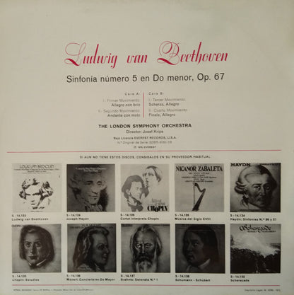 Ludwig van Beethoven, London Symphony Orchestra, Josef Krips : Quinta Sinfonía (Edición Completa De Las Nueve Sinfonias) (LP, Album, RE)