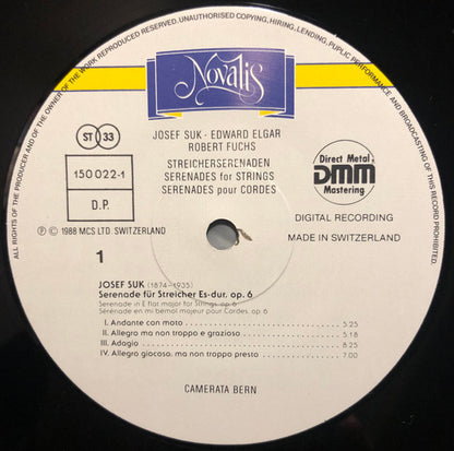 Camerata Bern, Josef Suk (2), Sir Edward Elgar, Robert Fuchs : Serenaden Der Romantik (LP)