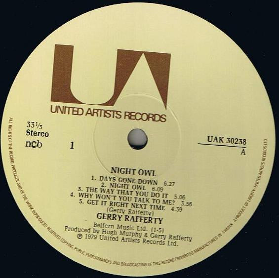 Gerry Rafferty : Night Owl (LP, Album)