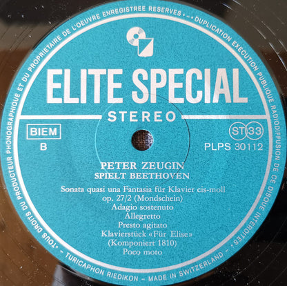 Ludwig van Beethoven, Peter Zeugin : Peter Zeugin Spielt Beethoven (LP)