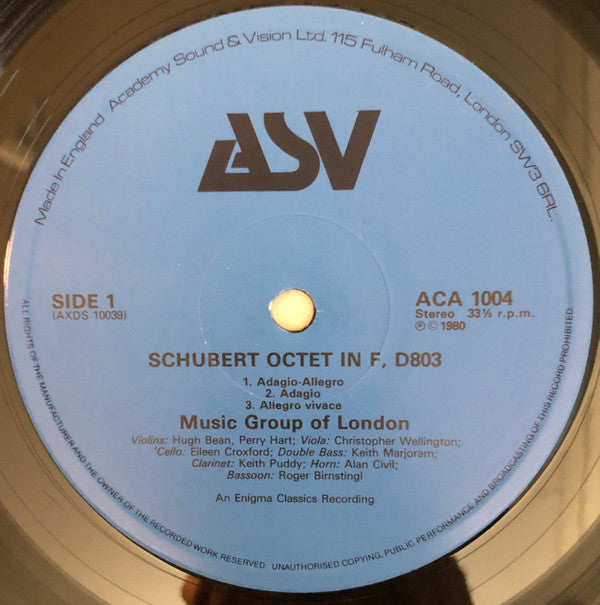 Franz Schubert, The Music Group Of London : Octet In F, D803 (LP)
