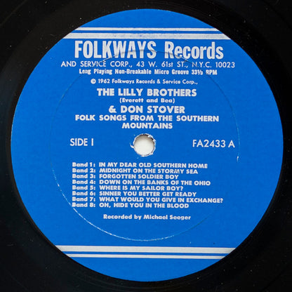 Lilly Brothers & Don Stover : Folk Songs From The Southern Mountains (LP, Album, Mono, RP)