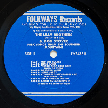 Lilly Brothers & Don Stover : Folk Songs From The Southern Mountains (LP, Album, Mono, RP)