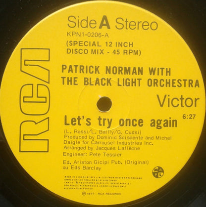 Patrick Norman With Black Light Orchestra : Let's Try Once Again (12", Single, Yel)